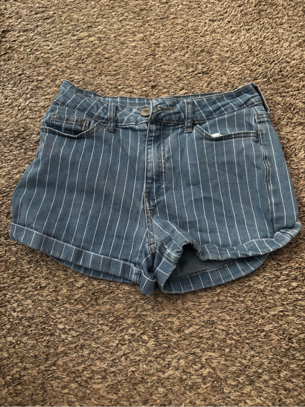 SO Blue Pinstriped Denim Shorts